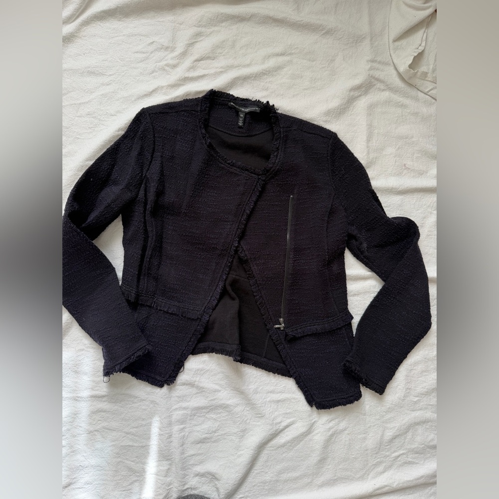 White House Black Market Fringed Black Jacket